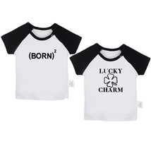Lucky Charm &amp; Born Again 2 Funny Tshirt Newborn Infant Baby T-shirts Graphic Tee - £15.62 GBP