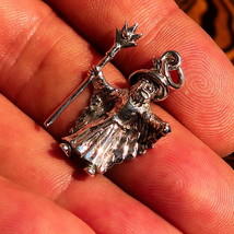 Excellent crafted magic Charm Druid Pendant Wizard with Wand - Sterling Silver - £31.34 GBP