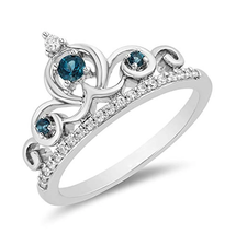 Enchanted Disney Cinderella Round London Blue Topaz Ring, Wedding Silver Ring, - £94.84 GBP