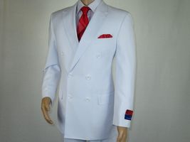 Men Apollo King Double Breasted Suit Classic Peak Lapel Pleated DM26 White image 9