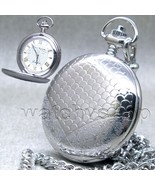 Pocket Watch Silver Color 47 MM for Men Roman Number Dial with Fob Chain... - $24.99