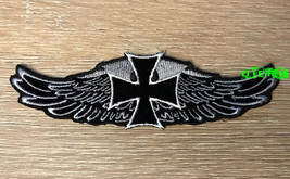 IRON CROSS WITH WINGS BIKER PATCH chopper motorcycle jacket outlaw malte... - £4.77 GBP