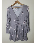 Torrid Womens Top Size 00 Large Gray Tunic Super Soft V Neck Knit Blouse... - $23.23 CAD