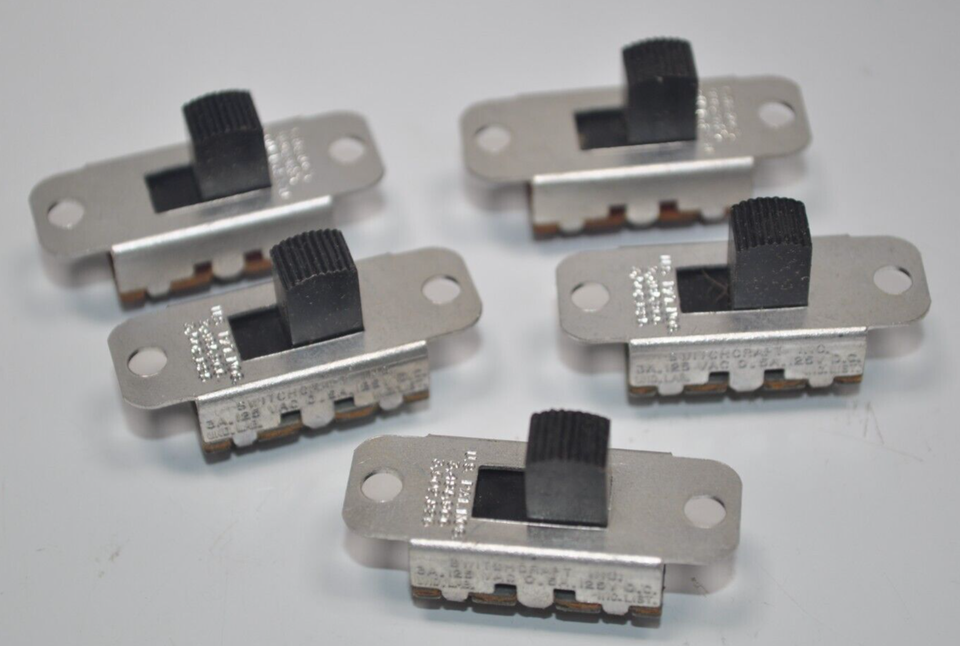 Lot of 5 NOS Switchcraft 46206MRX SLIDE SWITCHES DPDT 3A 125V  ON - Mome... - $19.79