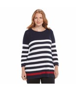 Croft &amp; Barrow Red White Blue Navy Stripe Nautical Tunic Sweater Patriot... - £23.57 GBP