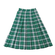 GREEN Pleated Plaid Skirt Women Girl Long Pleated Skirt image 3