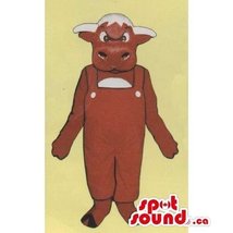 SPOTSOUND Customised Red Bull Animal Mascot US Dressed in Red Overalls - $1,200.00