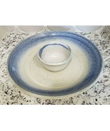 Vintage Milligan RP Pottery Stoneware Serving Chip and Dip Bowl Set Blue... - £23.85 GBP