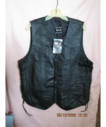 NEW Defy Mens Black Genuine Leather Motorcycle Biker Vest Size Small - $45.00