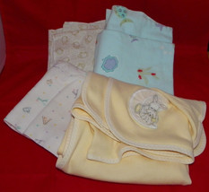 Baby Blankets Baby Burp Rags Nursing Cover Crafts Unisex Lot of 4 Gender Neutral - £7.98 GBP