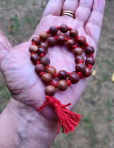 27+1 Bead Prayer Beads Indian RED SANDALWOOD Lal Chandan Mala Rosary Bracelet - $21.55