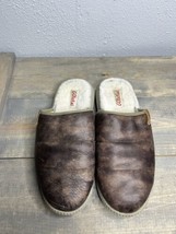 Olukai Mens Mua &#39;Ili Men&#39;s  Leather Mule Slippers Dark Wood Size 8 - £35.02 GBP