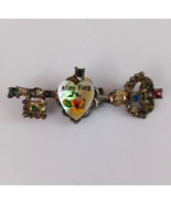 Vintage Valley Forge PA Jeweled Colorful Floral Key Broach Lapel Hat Pin - $10.40