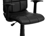 Black Quilted Vinyl Mid-Back Task Office Chair With Arms From Flash Furn... - £114.74 GBP