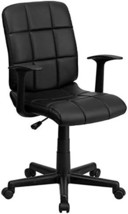 Black Quilted Vinyl Mid-Back Task Office Chair With Arms From Flash Furniture. - £112.56 GBP