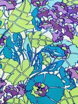 1960s Mod VTG Polyester Fabric Lime Turquoise Purple Floral - 59x36" Unused - $43.56