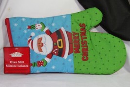 Oven Mitt (new) MERRY CHRISTMAS - BLUE, RED, GREEN W/ SANTA - 13&quot; - £6.39 GBP