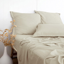Linen-Textured 55% Viscose from Bamboo 45% Cotton Sheets Set Queen Siz - $131.66