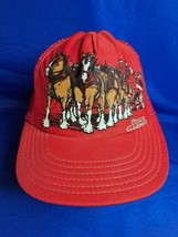 Vintage 80s Bush Gardens Red Budweiser Clydesdale Trucker Cap Hat Made I... - $23.36