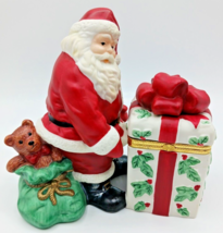 Partylite Jolly Santa Trinket Box Candle Holder Hinged Lid P7251 - $7.91