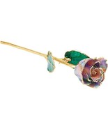24k Gold Dipped October Opal Lacquer Real Rose Valentine&#39;s Day Holiday Gift - $120.96
