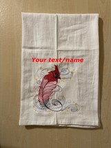 Personalized Ornate bird feather embroidered flour sack towels - £5.49 GBP+