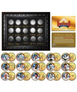 GOLDEN BASEBALL LEGENDS 24K Gold Plated State US Quarters 15-Coin Set WA... - $59.95
