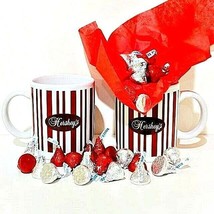 Hershey Chocolate Coffee Mugs Cups Set of 2 Red White Stripes Houston Ha... - £7.58 GBP