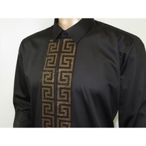 Men CEREMONIA Turkey Shirt 100% Cotton Fancy Rhine Stones #TSV 15 Black Slim Fit image 11