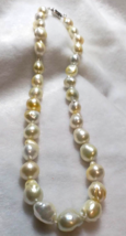 White and Golden South Sea Multi-Color Baroque Pearl necklace X&#39;mas gift - £1,108.55 GBP