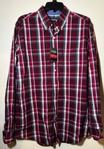 Chaps Mens Large Red Plaid Button Down Long Sleeve Easy Care Stretch Shirt - £19.93 GBP