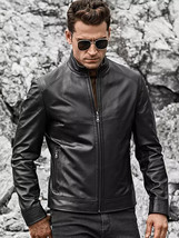 Men&#39;s Black Jacket Genuine Soft Lambskin Stylish Bomber Jacket Handmade ... - £113.51 GBP+