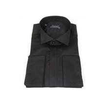 Men's Tux Shirt FAMOZO Turkey 100% Cotton French Cuffs Wing Tip FA3 Black image 4