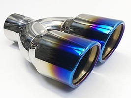 Exhaust Tip 2.25" Inlet 3.50" X 7.50" Outlet 10.00" long Dual Round Slant 304 St - £53.02 GBP