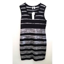 Sami and JO Black Gray Striped Bodycon Stretch Sleeveless Dress Size XL NEW - £15.66 GBP
