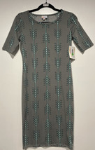 LULAROE LLR JULIA SIZE XS PENCIL DRESS GREY AND LIGHT BLUE ARROWS #645 - £31.72 GBP