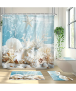 Coastal Beach Decor Bathroom Shower Mats Accessories Set - 5 pcs SET - $44.54