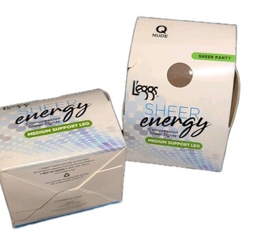 2 x Sz Q Queen L'eggs Leggs Sheer Energy Medium Support NUDE Pantyhose Hosiery Item image 4