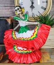 Danza De Dama Day of The Dead Red Gown Sugar Skull Lady Skeleton Dancer ... - $581.71 MXN