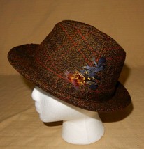 Awesome vintage men&#39;s hat brown &amp; red tweed Townsman Autohat size 54  6 5/8 - £39.31 GBP