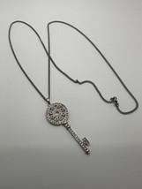 Vintage Silver Skeleton Key to Heaven Jesus Pendants Necklace 28&quot; - £23.73 GBP