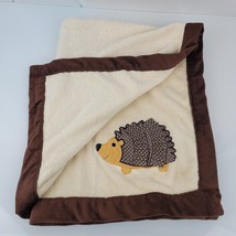 Lambs & Ivy Hedgehog Porcupine 3D Cream Baby Blanket Brown Trim Lovey Security - $34.64