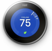 Google Nest 3rd Generation Smart Learning Thermostat - Stainless Steel - £296.98 GBP