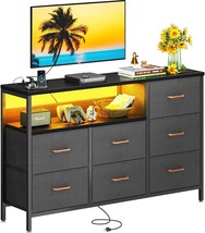 Aodk Dresser With Led Lights And Power Outlet, 52-Inch Long Dresser Tv Stand For - £136.92 GBP