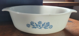 Corning Ware Baking Dish 8&quot; Blue Wheat Oven Microwave Safe Cooking Decorative - £12.78 GBP
