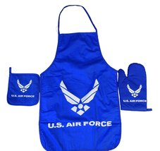 United States Air Force 3-piece Apron, Oven Mitt &amp; Pot Holder Set - £14.29 GBP