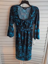 A. BYER  Dress TEAL AND BLACK  Floral Bell long sleeve NWT Fairy NWT siz... - £10.94 GBP