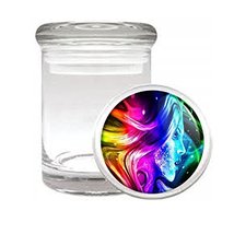 Rainbow Girl Em1 Medical Glass Stash Jar 3&#39;&#39; X 2&#39;&#39; Herb And Spice Storage Air Ti - £6.35 GBP