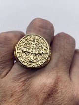 Vintage San Bernardino Ring Gold Stainless Steel Lucky Charm Wax Seal - £26.46 GBP