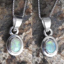 Lightning Ridge Solid Opal Double Sides Pendant Necklace - £83.73 GBP